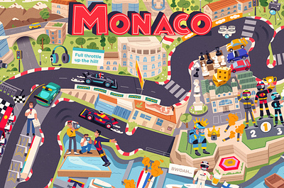 A piece of F1 Monaco track art cartoon character design drivers f1 formula1 illustration map monaco race sport track