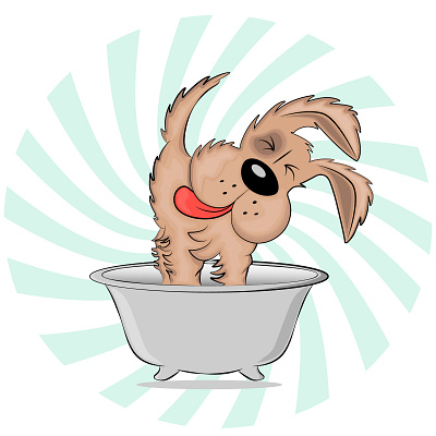 Doggo taking Bath animal bath branding cartoons childrens illustration cutie design dog graphic design groomer grooming illustration logo love zoo