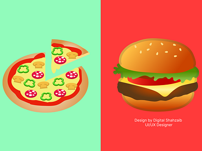 Pizza and burger vector poster design service for restaurant burger vector design food ad design food app design food poster design graphic design poster design ui ux design