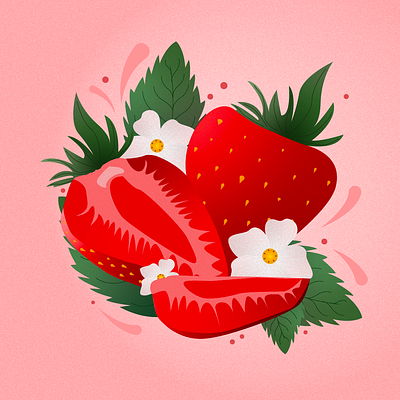 strawberry illustration adobe design flowers fruit fruits graphic design illustration red strawberry strawberry drawing ui vector