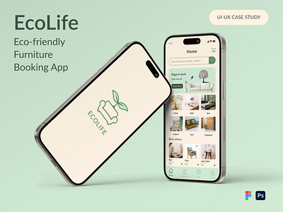 EcoLife: Eco-friendly furniture booking mobile app app design graphic design logo mobile typography ui ux vector