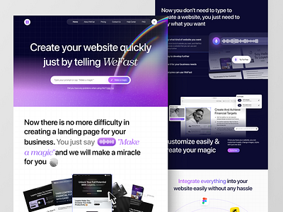 WeFast - AI Website Generator ✨ ai ai tool ai web builder artificial intelegence clean landing page machine learning minimalist saas saas landing web builder web design website