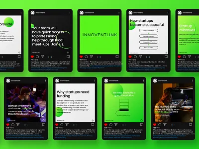 Social Media Designs // Innovent Link ad ads branding creative design facebook graphic design illustration instagram jacksphere linkedin modern motion graphics saas social media timeless