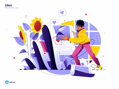 Guy flipping through online news feed ' vector illustration character feed illustration instagram man nnews skroll social twitter vector