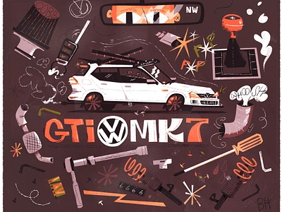 MK7 auto boston car character design drive golf gti illustration illustrator mk7 race racing simple vector