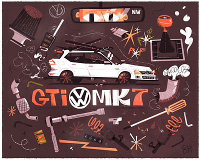 MK7 auto boston car character design drive golf gti illustration illustrator mk7 race racing simple vector