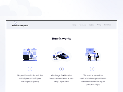 Genius Marketplaces Landing Page figma how it works illustration landing page ui ux
