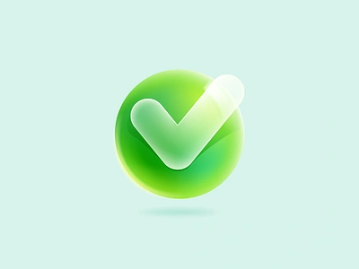 Checkmark icon check checkmark circle design eco glassmorphism green icon illustration logo mark nature sphere ui yes