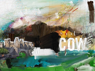 Cow abstract conwy conwy castle cow digital art fine art found images paint