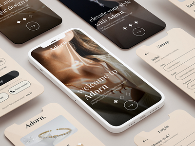 Adorn-Jewellery App UI 3d animation art branding design graphic design illustration logo typography ui