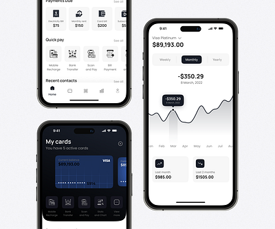 Finance App Ux Ui Design app app design card card design chart design clean figma finance finance app finance app design metrics metrics design minimal design minimalistic mobile app modern