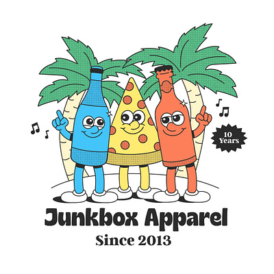 Junkbox Apparel apparel beer cartoon illustration merch pizza rubberhose