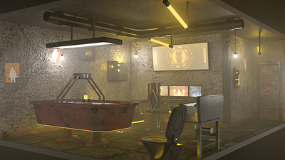 Umbra Room 3d 3dsmax airhockey cyberpunk gamer interior lights modern render room scifi setup substance view