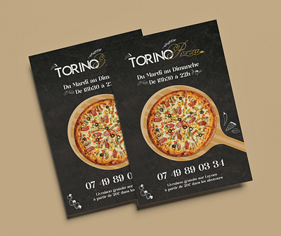 Création d'identité visuelle - Torino Pizza banderole branding designgraphique flyer food graphic design logo miseenpage pizza pizzeria signalétique