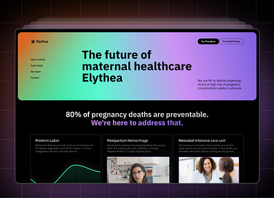 Maternal Healthcare For Hospitals (Patients/Clinics/Doctors) ai app birth clinic dark mode doctor gradient heading health healthcare hero hospital maternal ml patient pregnancy purple technology ui ux