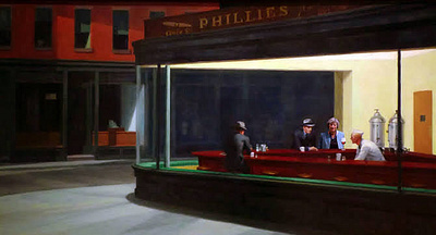 Prime Minister late night drink collage edward hopper illustration nighthawks prime minister theresa may tribute