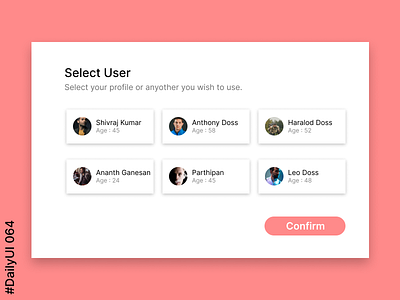 DailyUI 064 - User selection 3d ui