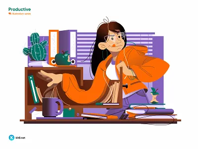 Woman trying to reach documents in drawer - vector illustration character chelf documents flat girl hard illustration kit8 office pale reach table vector woman work