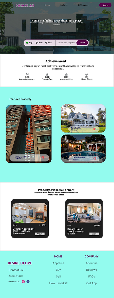 Real Estate Web Application app dailyui design figma realestate ui uxui webapplication website