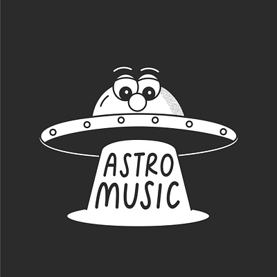 Astro Music alien black and white cartoon music record rubberhose spaceship