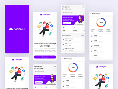 SafeSync Cloud Storage Mobile App UI UX Design app cloud storage mobile app nsakibux storage storage mobile app ui design ui ux design ux design