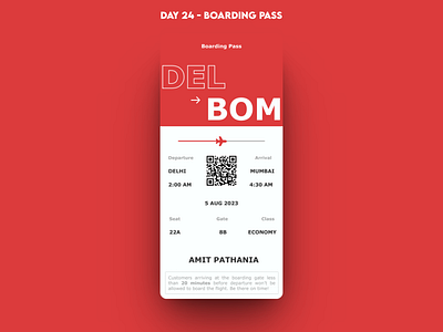 Daily UI | Day 24 | Boarding Pass 024