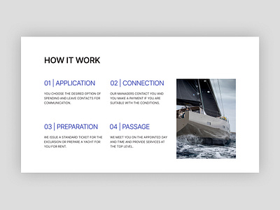 Landing page for yacht club. ui