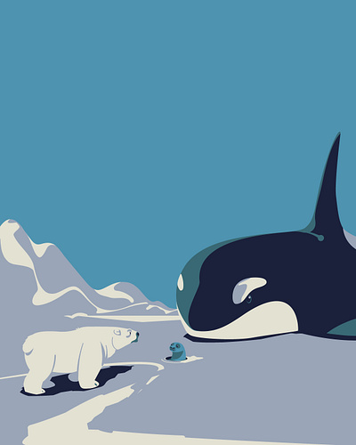 Polar daily life animal arctic art bear digitalart drawing illustration illustrator orca seal vector