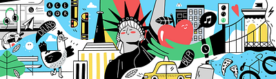 NYC Mural Project 2020 art big apple buildings character city corporate office illustration lady liberty mural new york new york city nyc office office mural painting procreate scene subway taxi