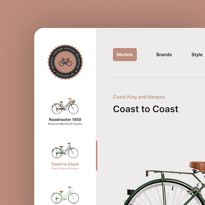 Vintage Bicycle online store branding design figma logo ui ux webapp website