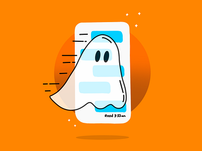 Ghosted doodle ghost ghosted gradient halloween illustration imessage orange phone read sparkle texting