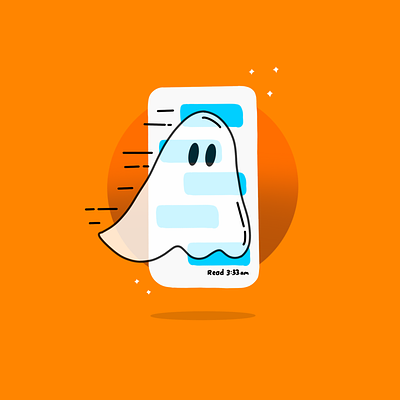 Ghosted doodle ghost ghosted gradient halloween illustration imessage orange phone read sparkle texting