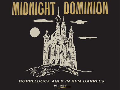 Midnight Dominion Aged Beer Label aged rum alcohol beer beer label castle chattanooga doppelbock illustration moody procreate spooky