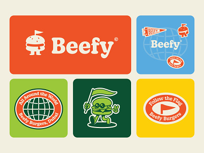 Beefy - Burger Joint Branding badge brand brand colours branding brands burger design fastfood graphic design identity illustration logo logos streetfood typography vector