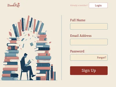 Books reviewing website signup page dailyui ui ux webdesign