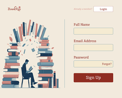 Books reviewing website signup page dailyui ui ux webdesign