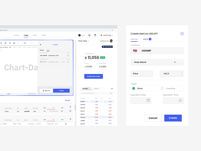 Trading Panel UI Design alerts brightmode lightmode trading ui ux