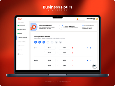 (RAPPI) Restaurant - Business Hours business hours design desktop minimal rappi restaurant ui ux web design