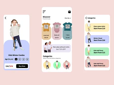 Dribbble shots - Kids clothing store application clothing kids mobile ui