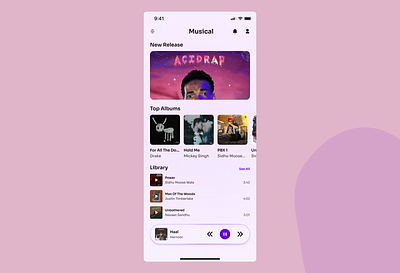 Music player mobile application design app design application dailyui design entertainment figma mobile app mobile design music music player ui ui design ux ux design