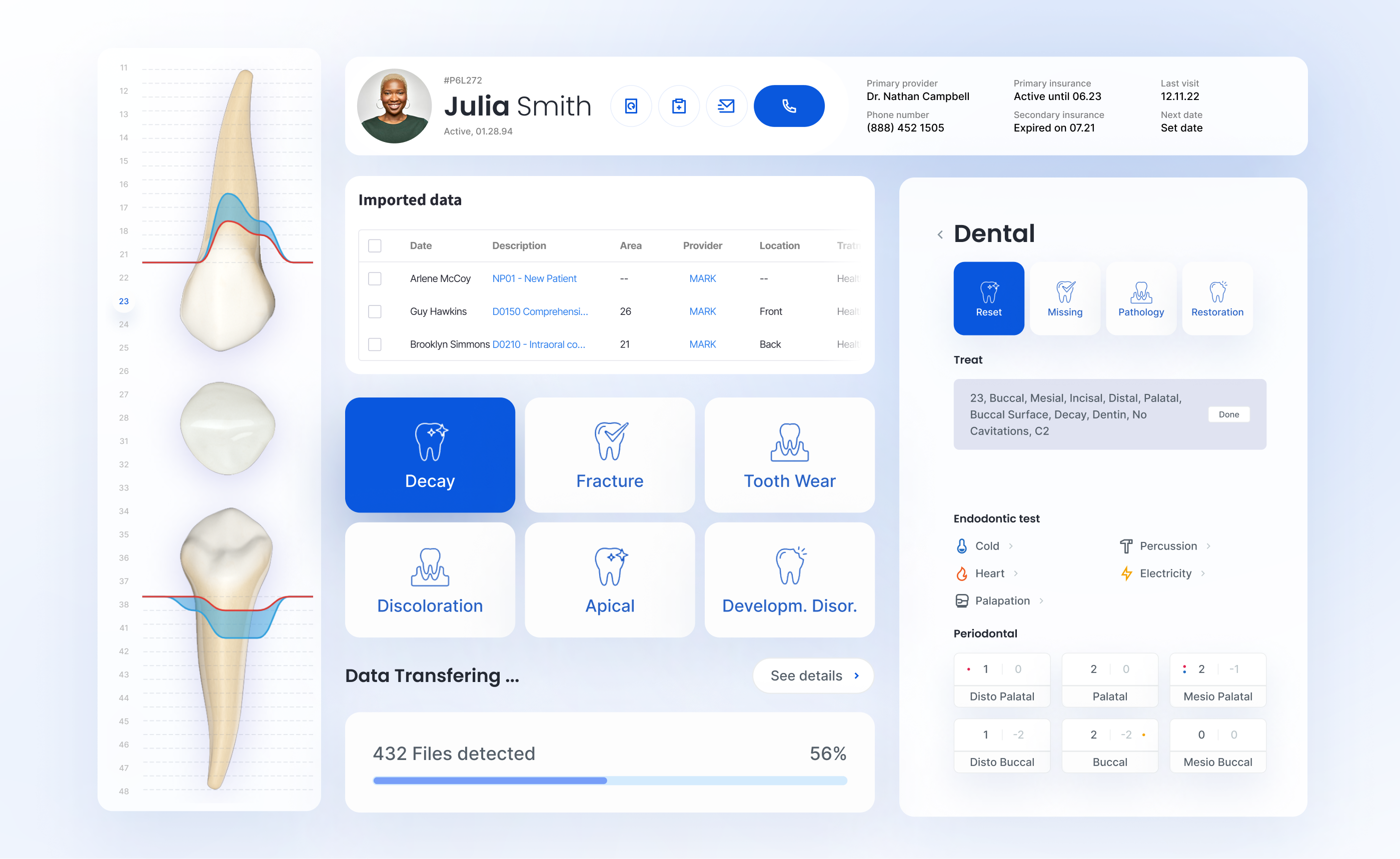 Dental management dashboard application data visualization dental dental care dental x rays design graphic design healthcare motion graphics ui user interface ux web design