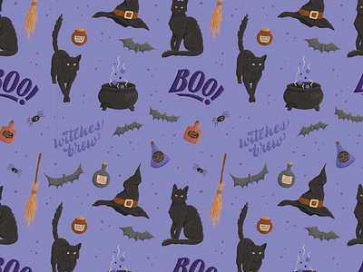 Halloween Cat Pattern by Bre McCallum on Dribbble