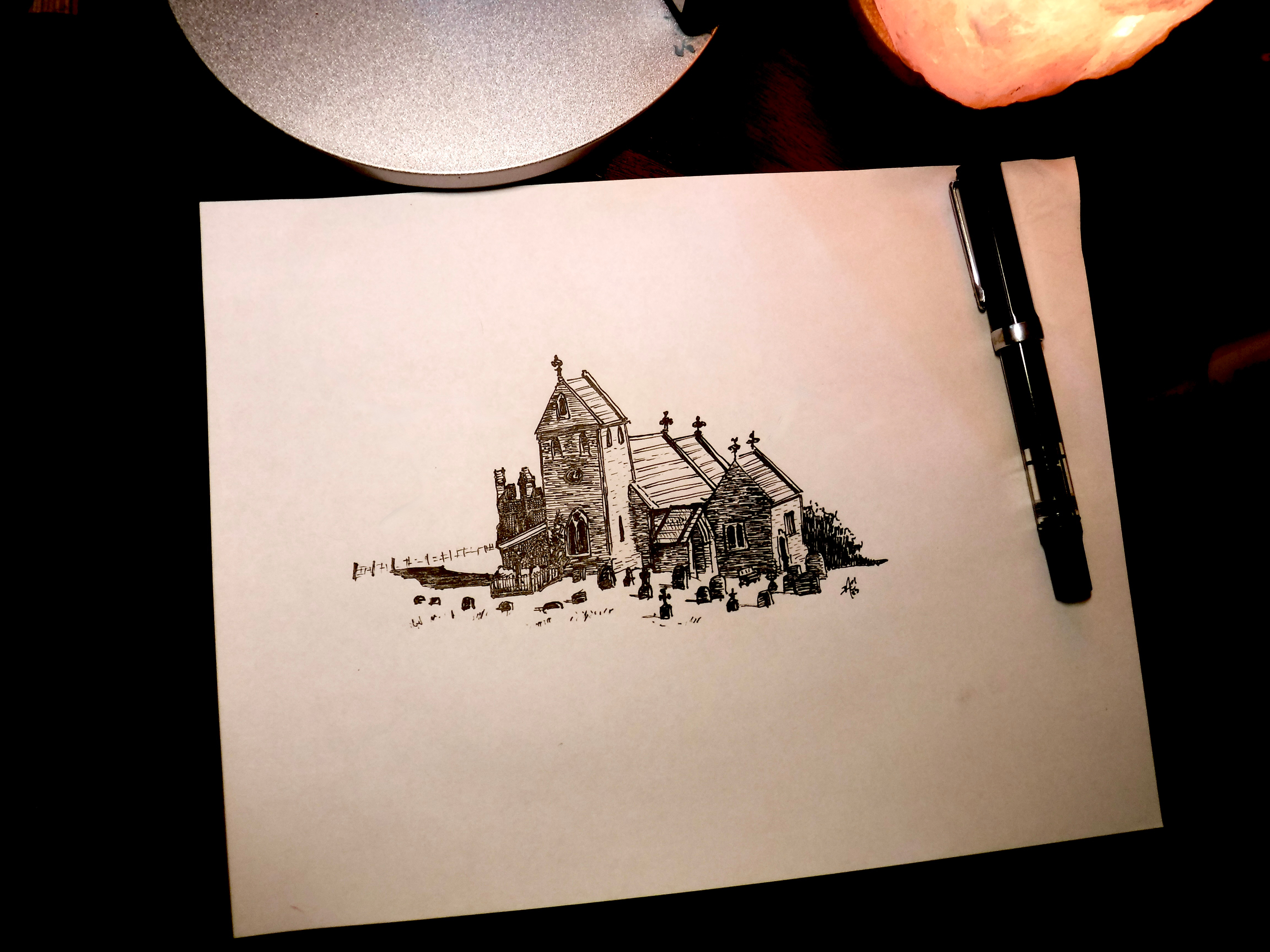 Ilam Hall Chapel chapel church drawing illustration ink inktober sketch