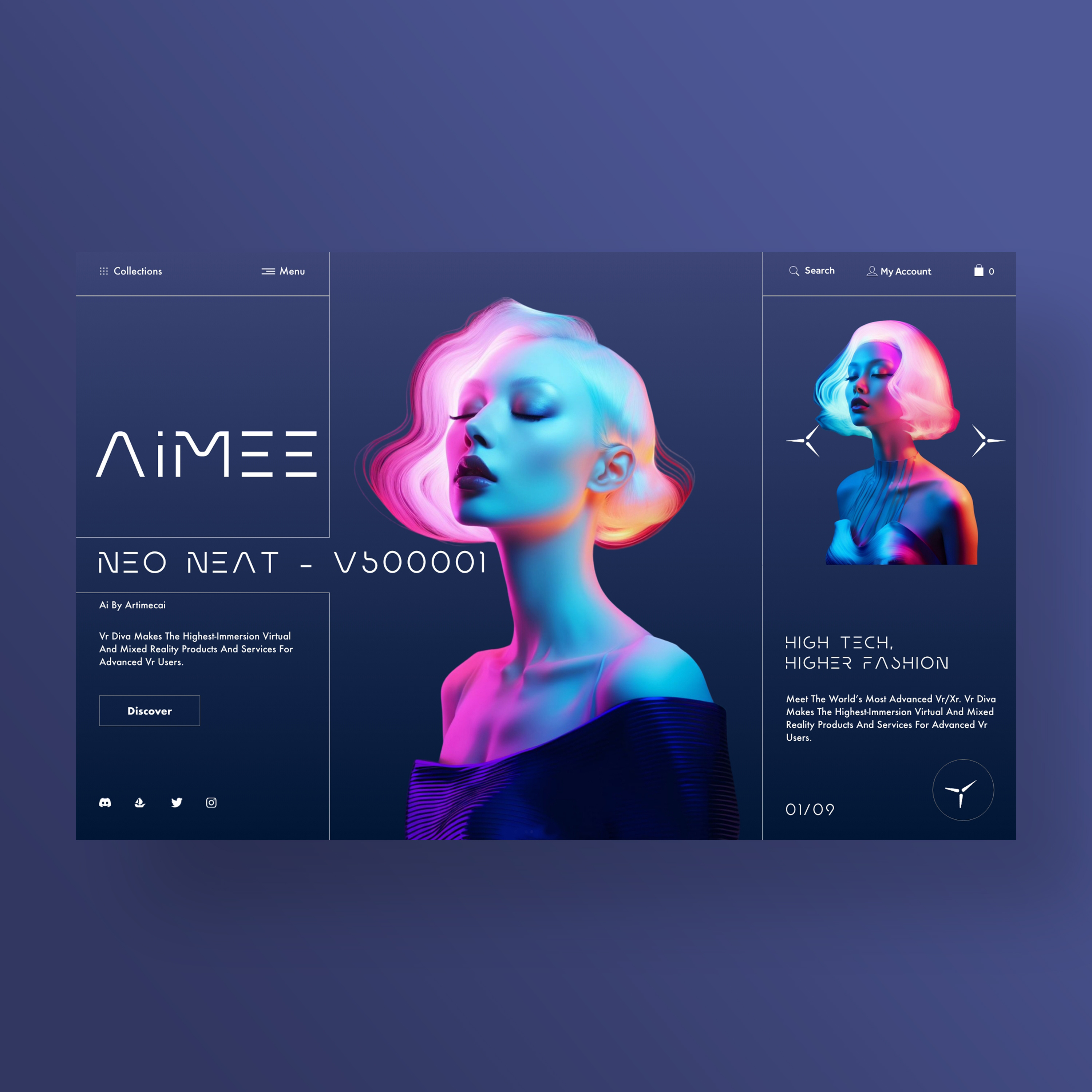 AiMEE Web Ui Design Concept ai ai fashion artificial intelligence design graphic design midjourney photography ui ui design ux ux design web design
