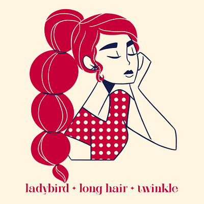 Inktober 2023 - lady bird- twinkle - long hair brush graphic design illustration inktober pattern procreate