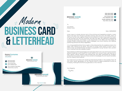 Modern Business Card and Letterhead Design brand design brand identity branding business business card corporate design graphic design letterhead vector