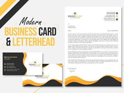 Modern Business Card and Letterhead Design advertising brand identity branding business business card colorful corporate graphic design letterhead marketing print design vector wavy