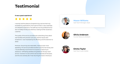 Testimonial for website customersatisfaction exceptionalexperience friendlystaff gratefulcustomer highquality impressed outstandingservice recommended reliableservice review design satisfiedcustomer testimonial testimonialdesign topnotch trustworthy ui valueformoney