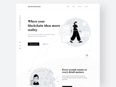 Blockchain Agency Concept black and whute blockchain blockchain agency concept illustrations landing page resources ui ux web3