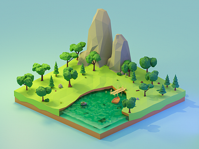 Timbered Drift: The Mountain's Secret | 3D Mini World 3d animation branding graphic design low poly mini worlds low poly worlds mini worlds motion graphics ui